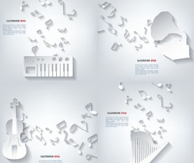 Paper musical instruments with vector background 02