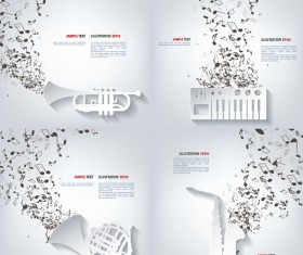 Paper musical instruments with vector background 03