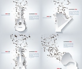 Paper musical instruments with vector background 04