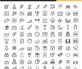 Party outline icons vector set