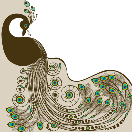 Peacock vintage styles background vector 01