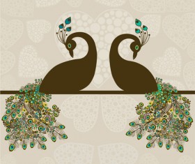 Peacock vintage styles background vector 02