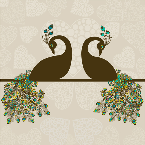 Peacock vintage styles background vector 02