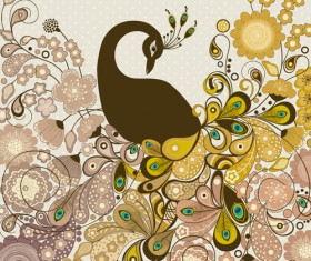 Peacock vintage styles background vector 03