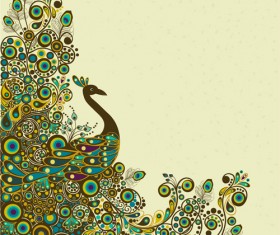 Peacock vintage styles background vector 04