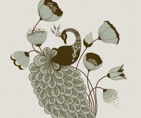 Peacock vintage styles background vector 06