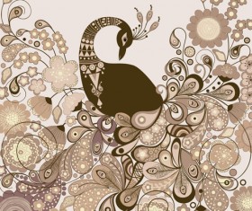 Peacock vintage styles background vector 08