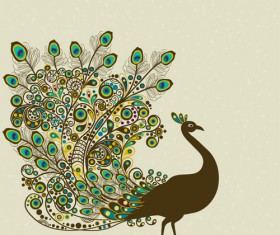 Peacock vintage styles background vector 09