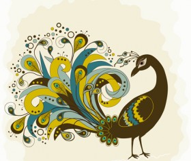 Peacock vintage styles background vector 10