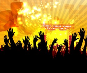 People silhouette with disco party poster vector 04
