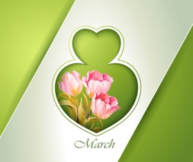 Pink flower with spring card vector