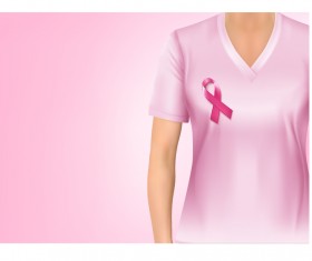 Pink t-shirt with ribbon and breast cancer background vector 01