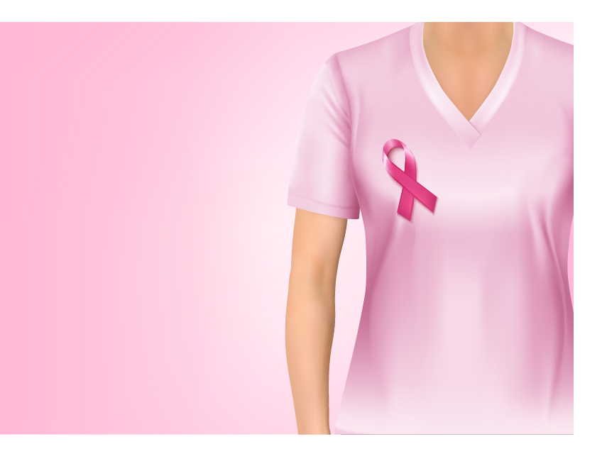 Pink t-shirt with ribbon and breast cancer background vector 01