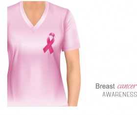 Pink t-shirt with ribbon and breast cancer background vector 02