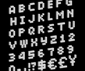 Pixel alphabets with numbers vector 01