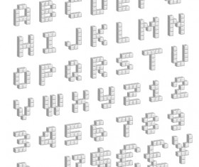 Pixel alphabets with numbers vector 02