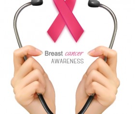 Poster breast cancer awareness with medical background vector