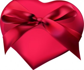Red heart box with ornate bow vector