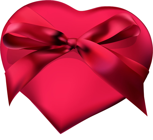 Red heart box with ornate bow vector