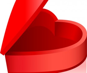 Red heart gift box vector