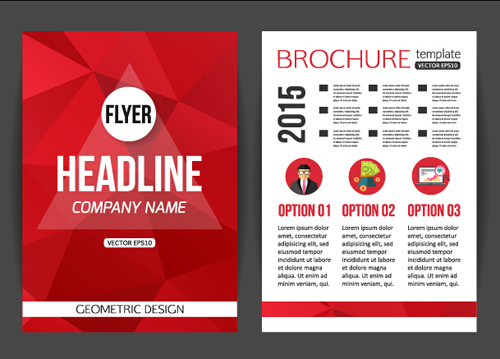 Red styles flyer and cover brochure vector 01