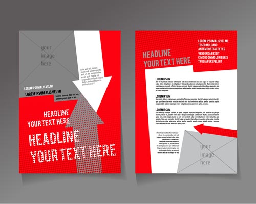 Red styles flyer and cover brochure vector 03
