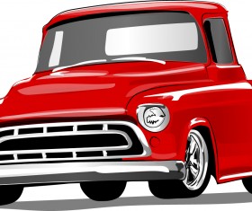 Red vintage car vector material 01