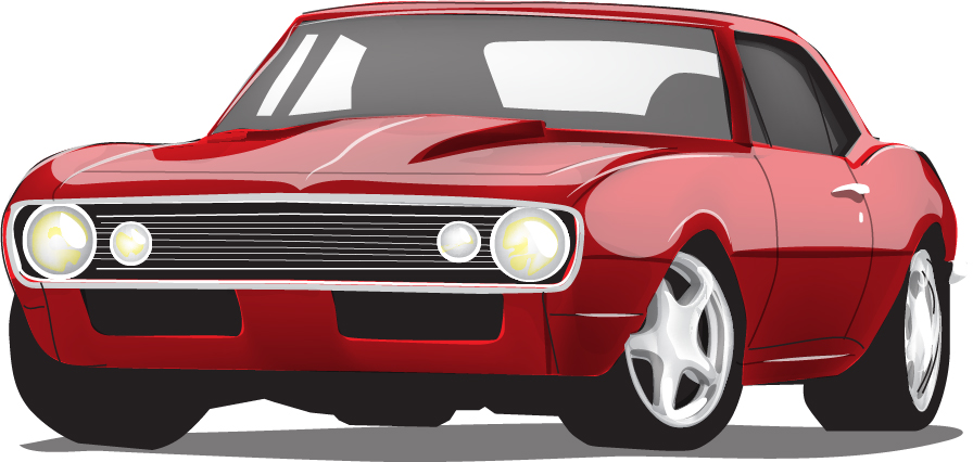 Red vintage car vector material 03