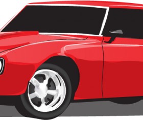 Red vintage car vector material 04