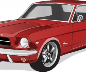 Red vintage car vector material 05