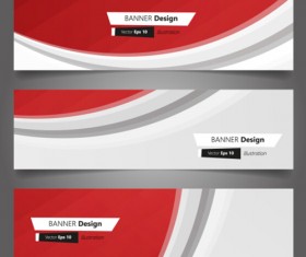 Red wavy banners vector set 02