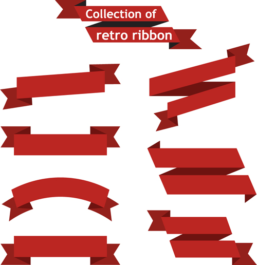 Ribbon banner set. Ribbons collection. Red ribbons. Vector ribbon