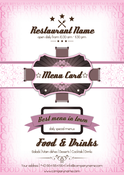 Retro styles restaurant menu cover vectors 03