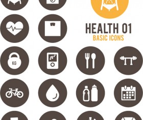 Round health icons vector set 01
