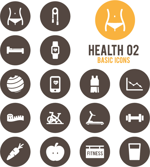 Round health icons vector set 02