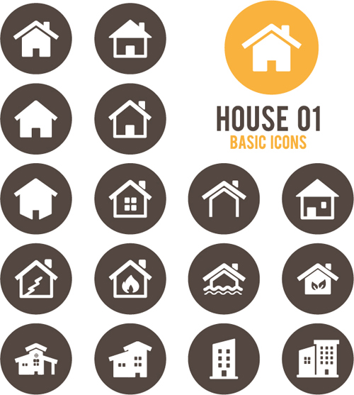 Download Round home icons vector 01 free download