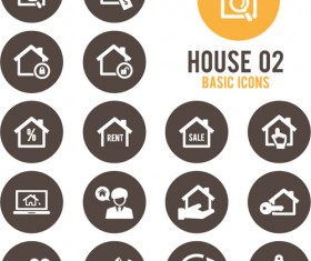 Round home icons vector 02
