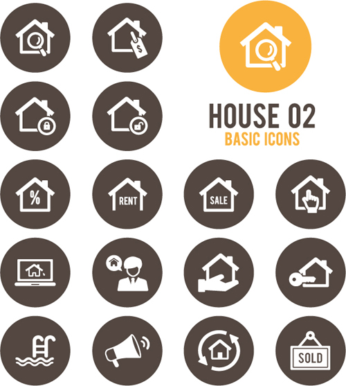 Round home icons vector 02