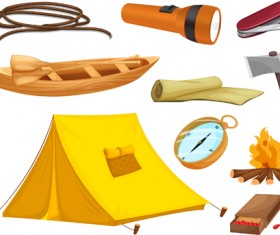 Rralistic camping equipment vector material 01