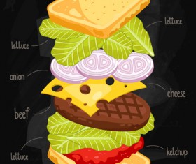 Sandwich Ingredients design vector 04