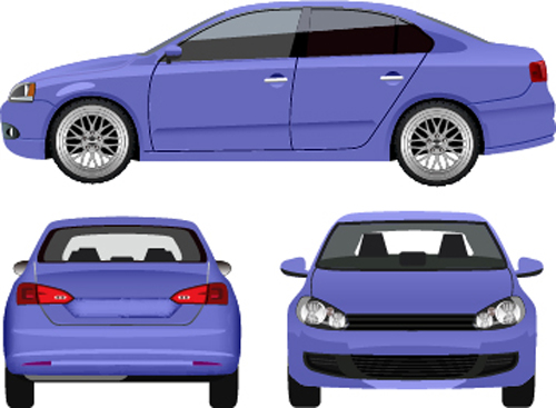 Sedan from three angles vector