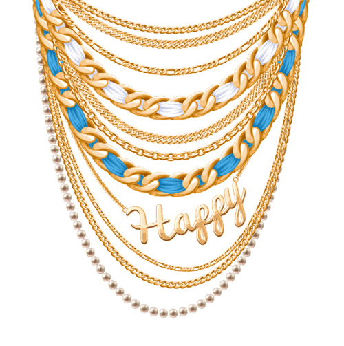 Shiny gold chains vector illustration 02