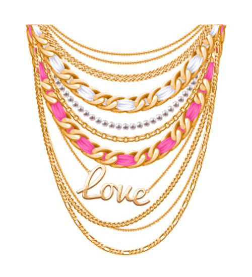 Shiny gold chains vector illustration 04