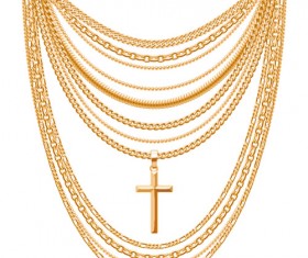 Shiny gold chains vector illustration 05