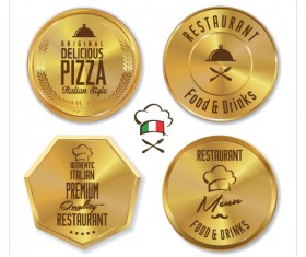 Shiny golden restaurant labels vector 04