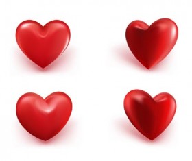 Shiny red heart icons vector