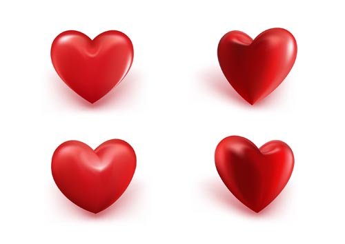 Shiny red heart icons vector