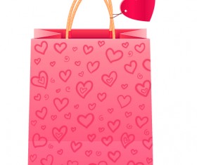 Shopping bag with heart pattern vector