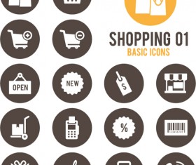 Shopping round icons vector design 01