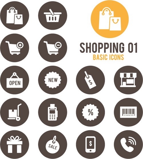 Shopping round icons vector design 01